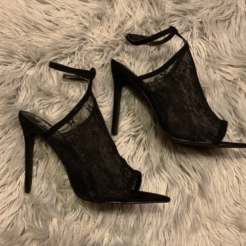 Black Lace Stiletto Heels